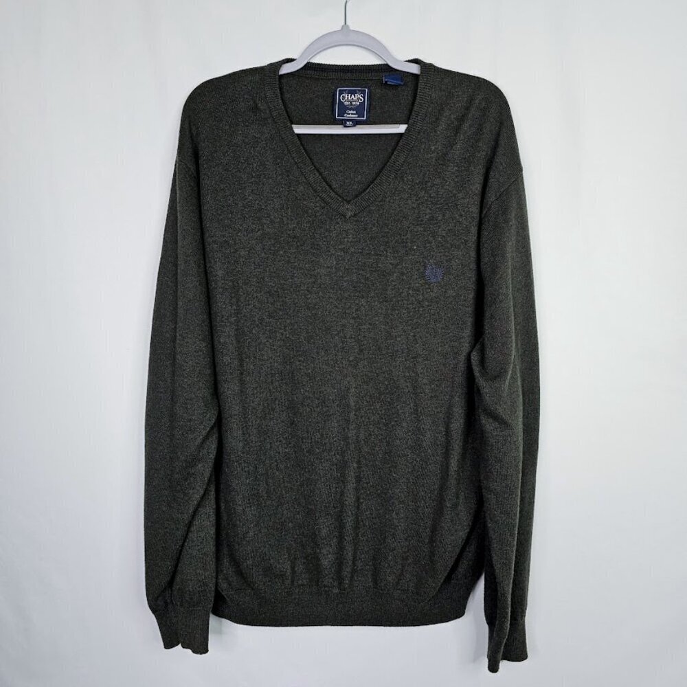 CHAPS RALPH LAUREN Men's Pullover Sweater Size XL CHARCOAL GRAY Cotton Cashmere - Picture 2 of 7